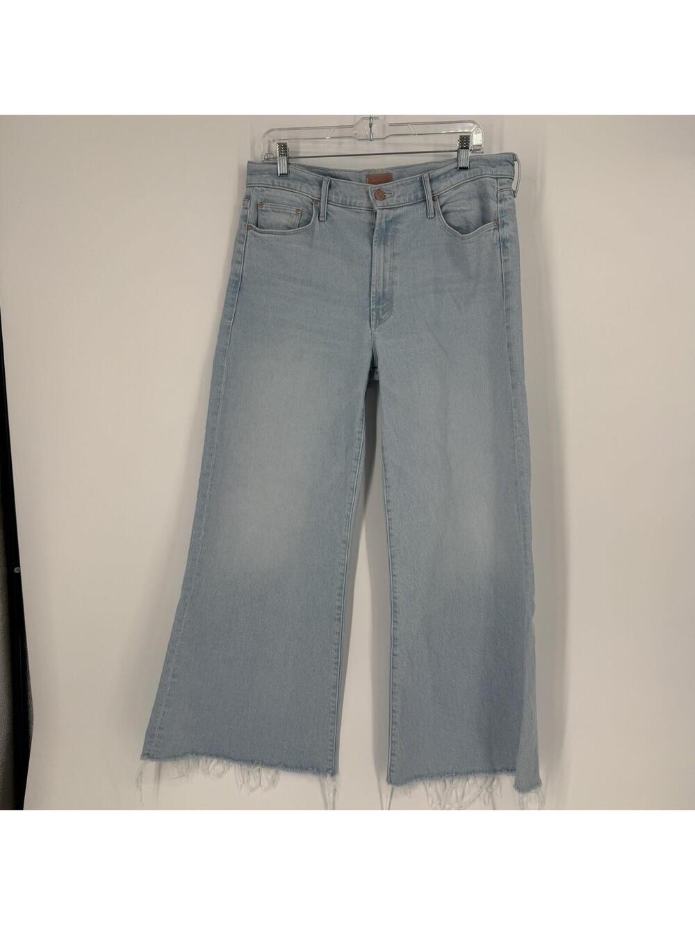Mother jeans  31 blue twister ankle fray high rise wide leg baggy loose light
